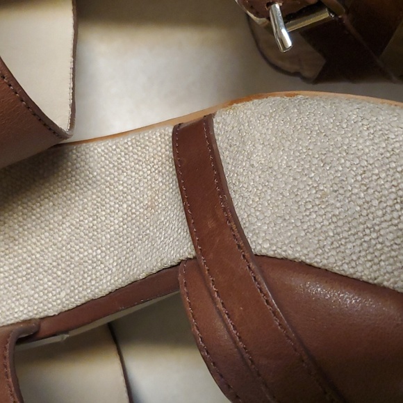 MICHAEL KORS Brown Leather Sandal Platform Wedges 11 - Picture 6 of 9